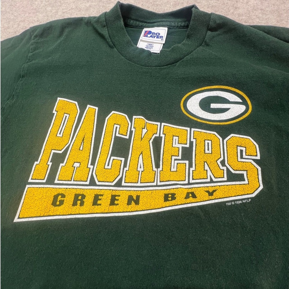 Pro Player Green Bay Packers T-Shirt Small Green 1996 Vintage Single Stitch - Picture 4 of 9